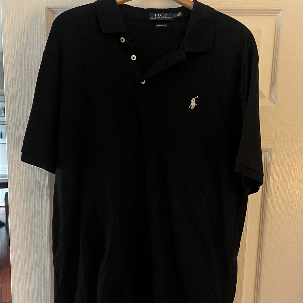 Polo by Ralph Lauren Black Men’s Short-Sleeve Polo with White Pony